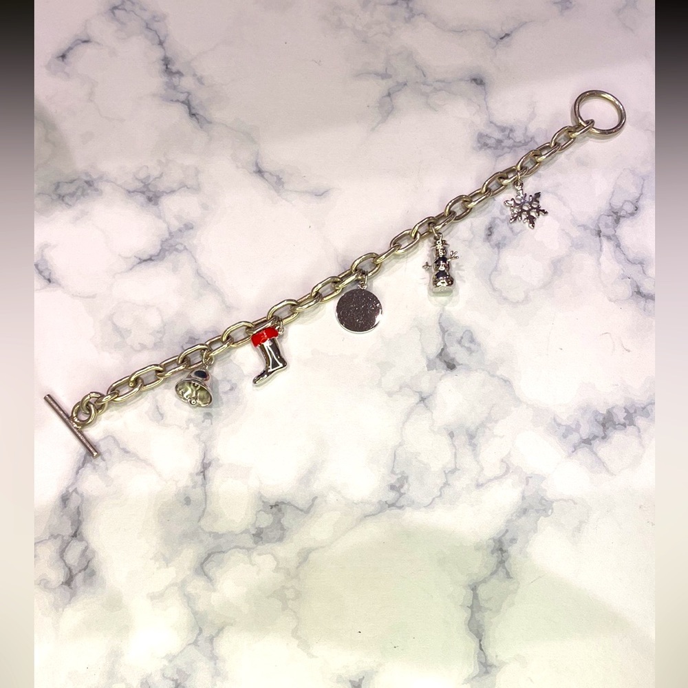 Vintage Christmas Themed Charm Bracelet - 925 Silver